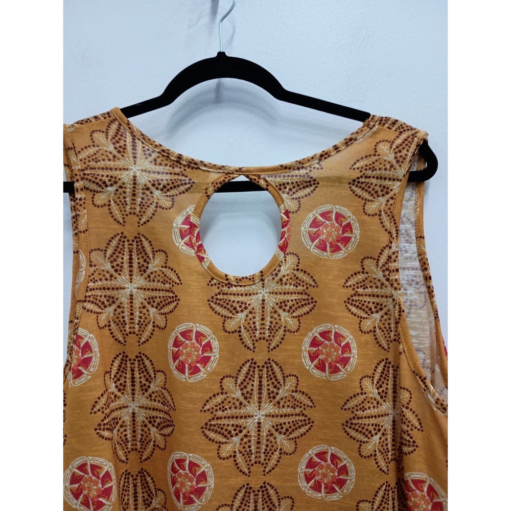 Weekend Suzanne Betro Womens BOHO Tank Top Size 2X Yellow Floral Vacation Beach - Picture 7 of 8